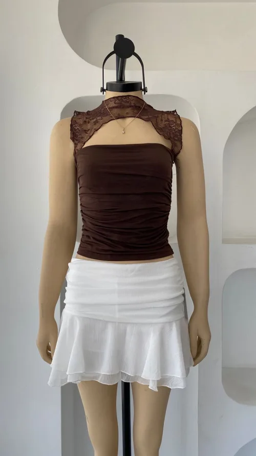 Top rose encaje