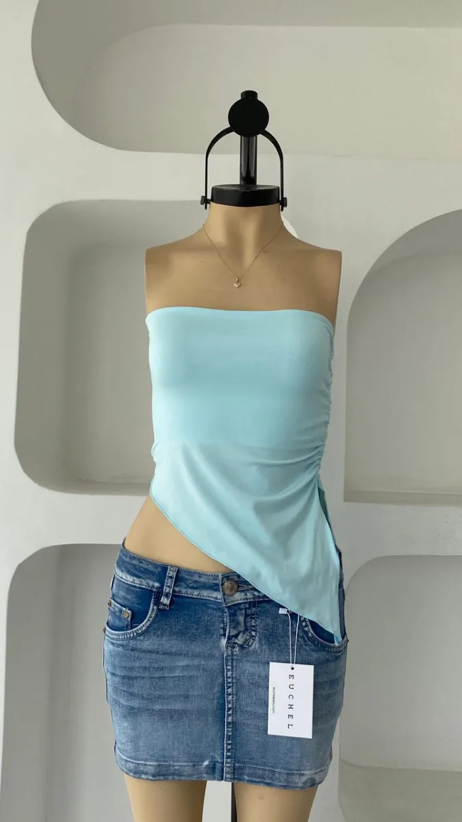 TOP SAMY STRAPLESS ASIMETRICO
